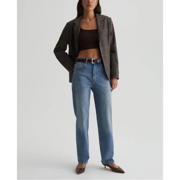 Ag Adriano Goldschmied Denim - AG Jeans Clove Women's 26 Blue Denim Relaxed Fit Medium Wash Straight Leg